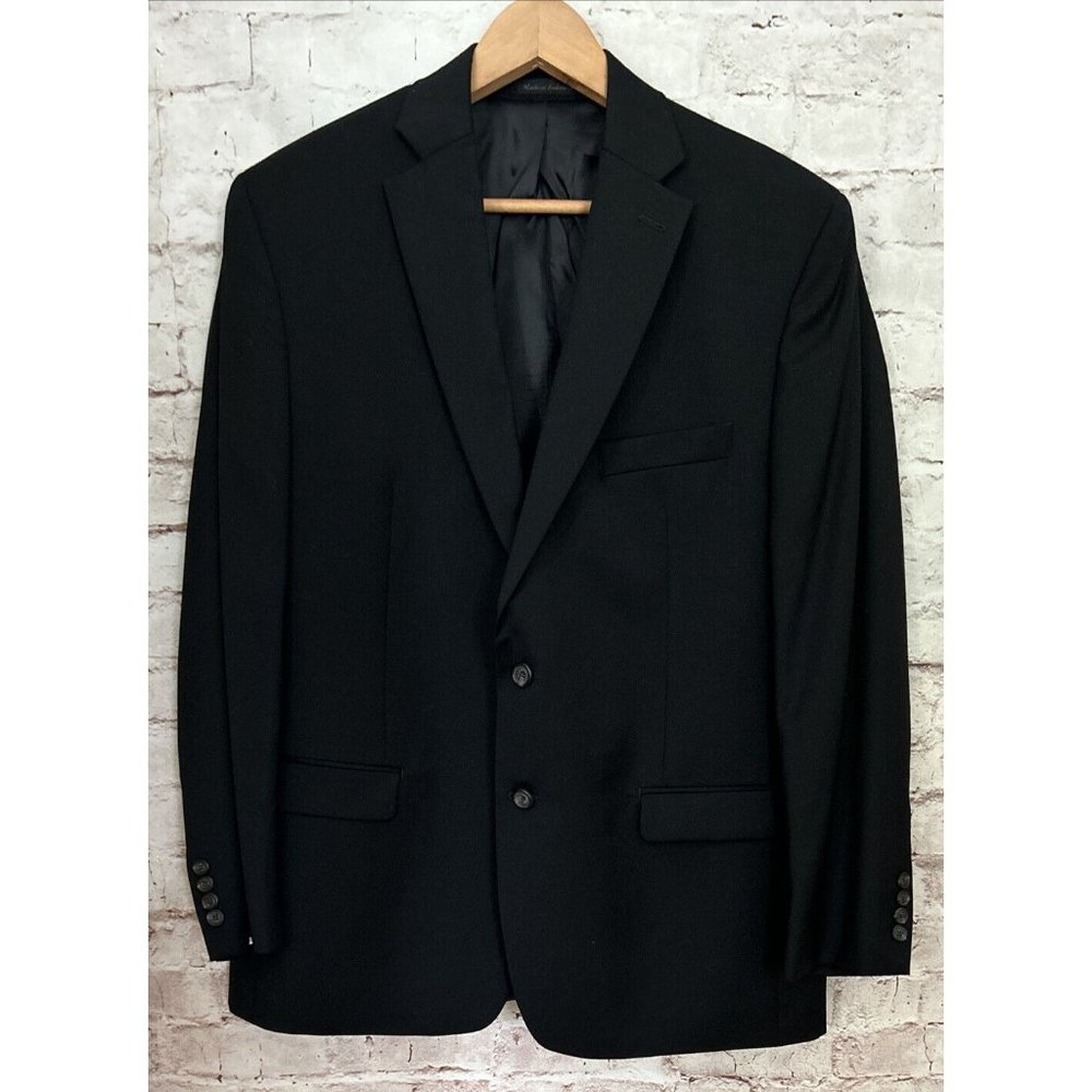 LAUREN Ralph Lauren Mens 44R Solid Black 100% Wool Blazer Sport Coat Suit Jacket